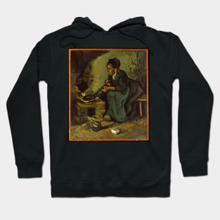 Peasant Woman Cooking by a Fireplace Hoodie